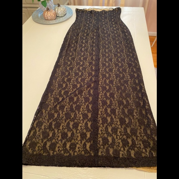 🔥🔥Rampage black lace with gold shimmer underlay tube dress Size Medium - Picture 10 of 12